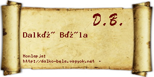 Dalkó Béla névjegykártya